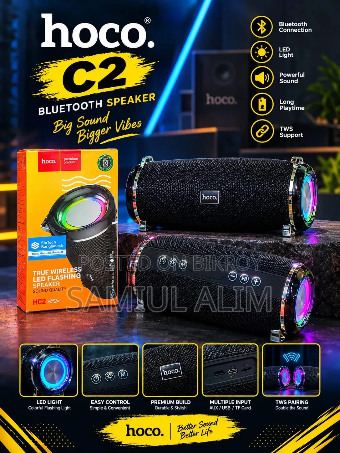 Hoco C2 Flashing Speaker