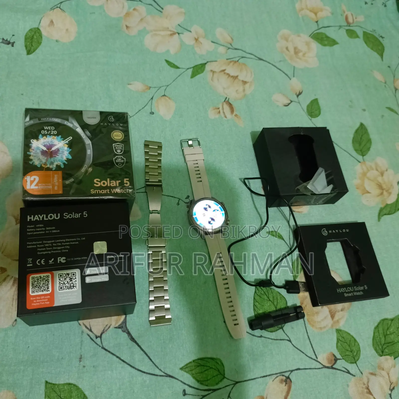 Haylou Solar 5 Smartwatch (Full Box With Extra Metal Strap)