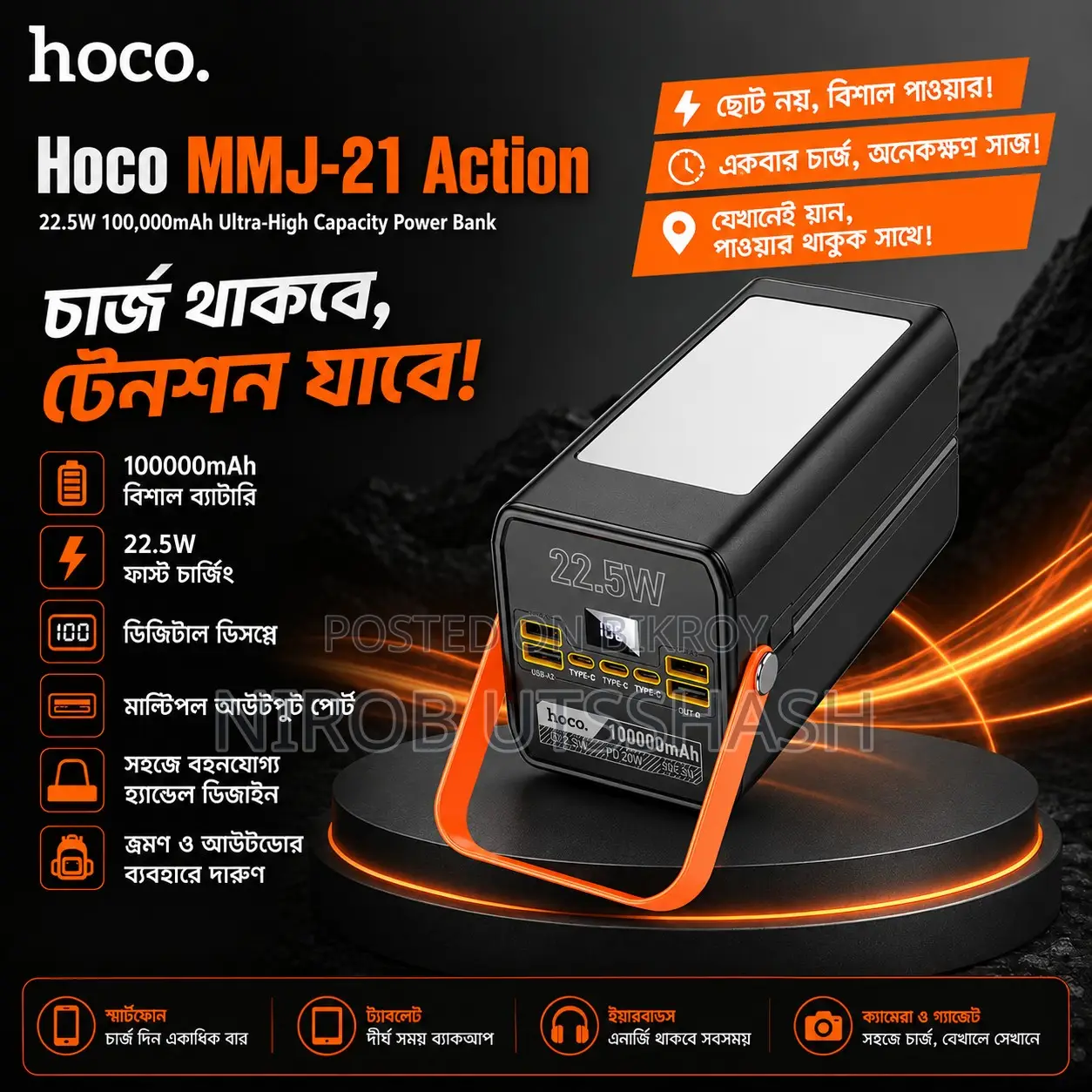 Hoco MMJ21 Action 100000mAh Power Bank