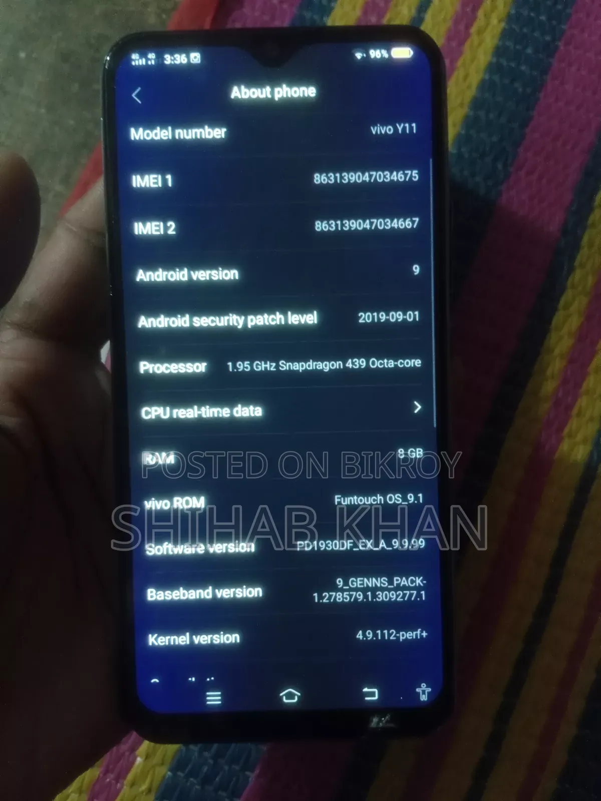 ভিভো ওয়াই১১ ৩২ জিবি ব্লু