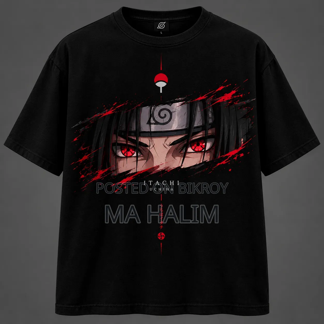 🔥 Premium Itachi Uchiha Anime Oversized T-Shirt | Black |