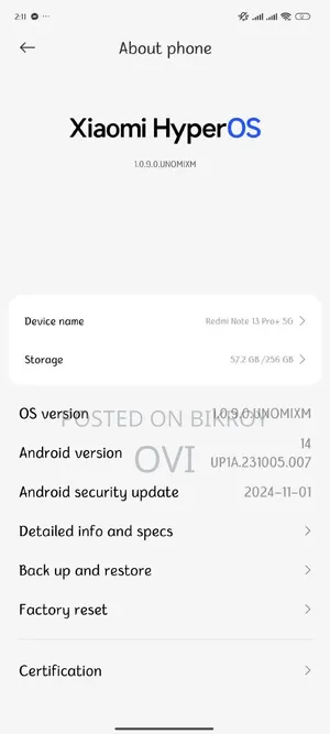 শাওমি রেডমি নোট ১৩ প্রো প্লাস ২৫৬ জিবি নীল