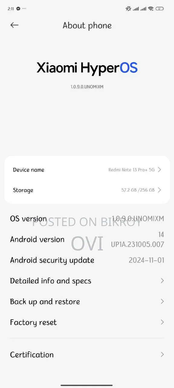 শাওমি রেডমি নোট ১৩ প্রো প্লাস ২৫৬ জিবি নীল