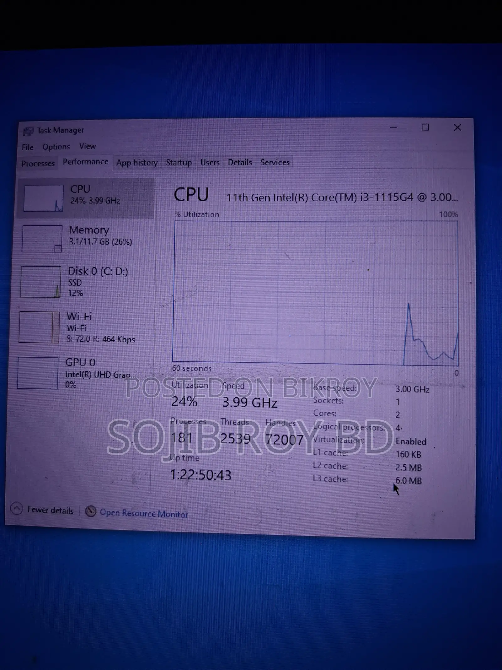 Laptop Dell Inspiron 15 3501 12GB Intel Core i3 SSD 256GB