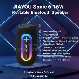   Jiayou Sonic 6   16W RGB ব্লুটুথ স্পিকার 
