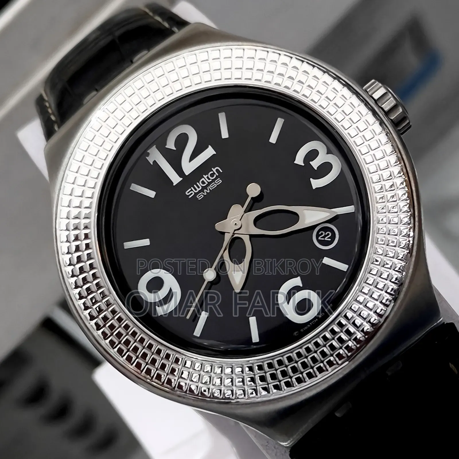 Swatch IRONY Big Swiss Quartz Watch - Luminous Genuine Leather 44MM