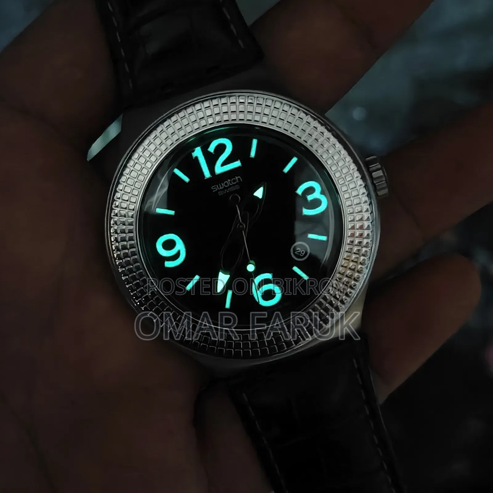 Swatch IRONY Big Swiss Quartz Watch - Luminous Genuine Leather 44MM