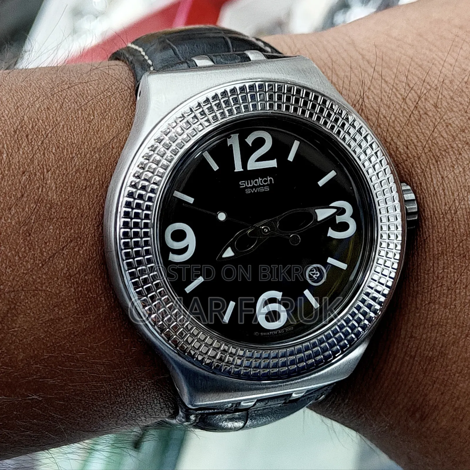 Swatch IRONY Big Swiss Quartz Watch - Luminous Genuine Leather 44MM
