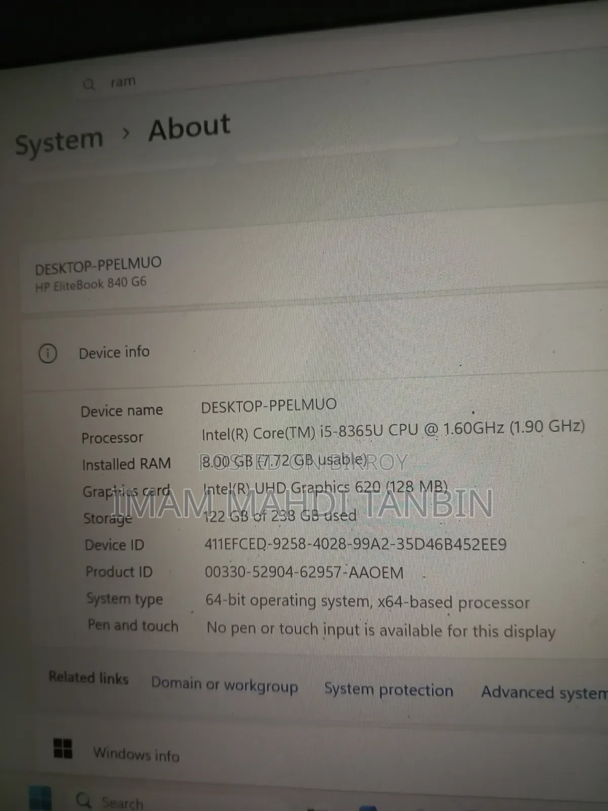 Laptop HP EliteBook 840 G6 8GB Intel Core i5 SSD 256GB