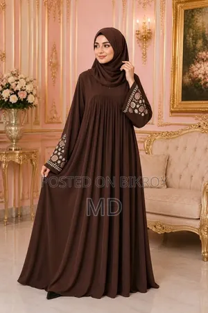 Anika Embroidery Borkha – Hijab সহ ফুল সেট।