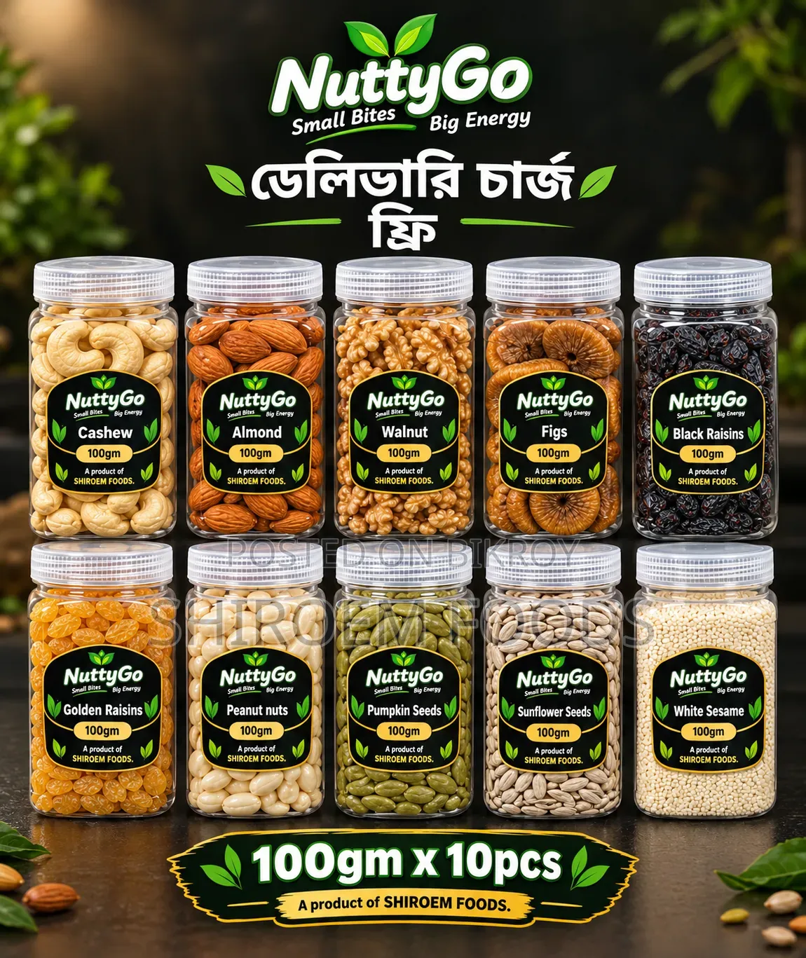 NUTTYGO Premium Nuts Dry Fruits & Seeds Combo 1KG – 10 Items