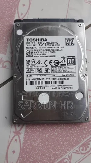 তোশিবা ১ টিবি এইচডিডি নতুন