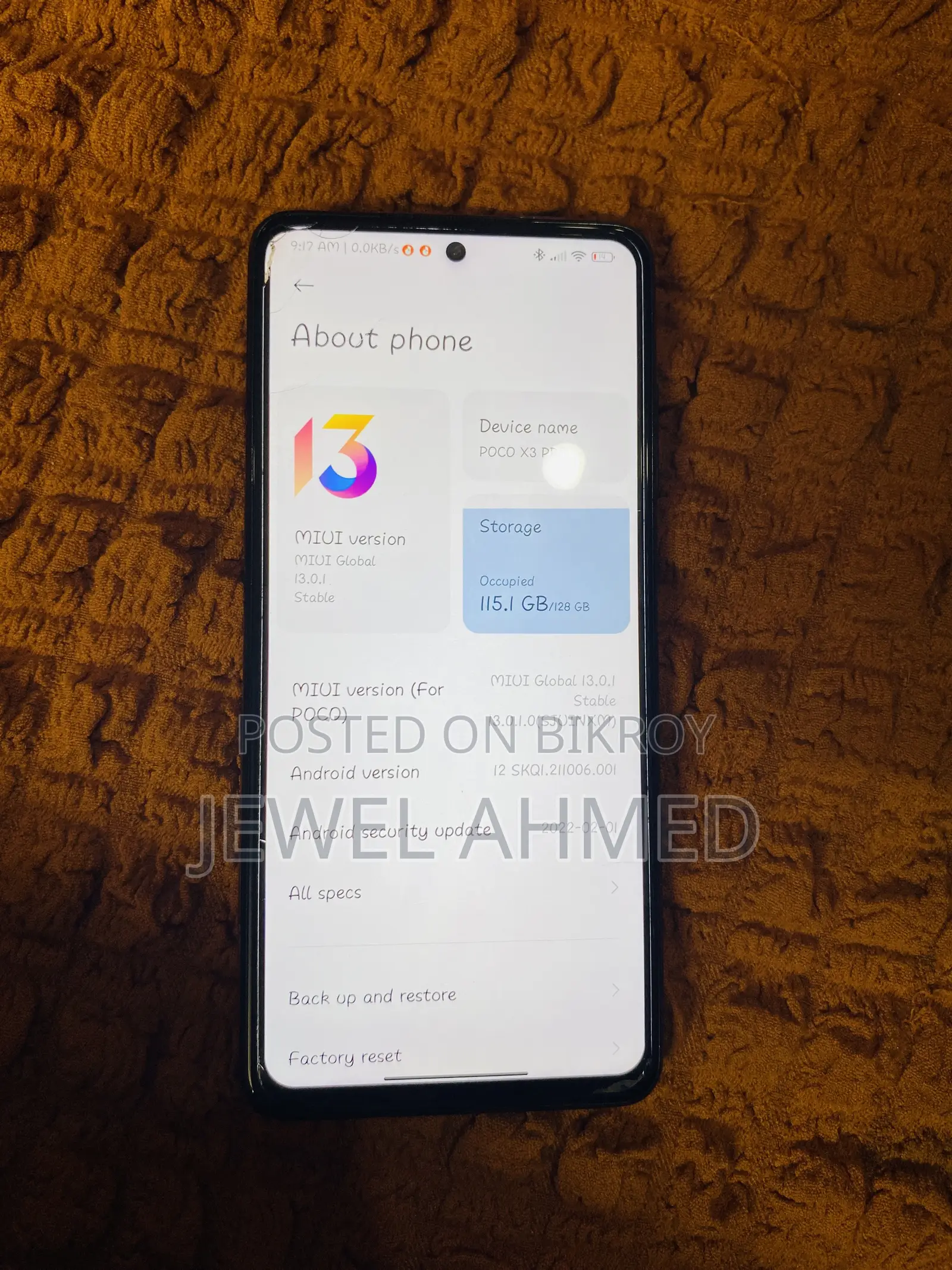 শাওমি পোকো এক্স৩ প্রো ১২৮ জিবি ব্ল্যাক