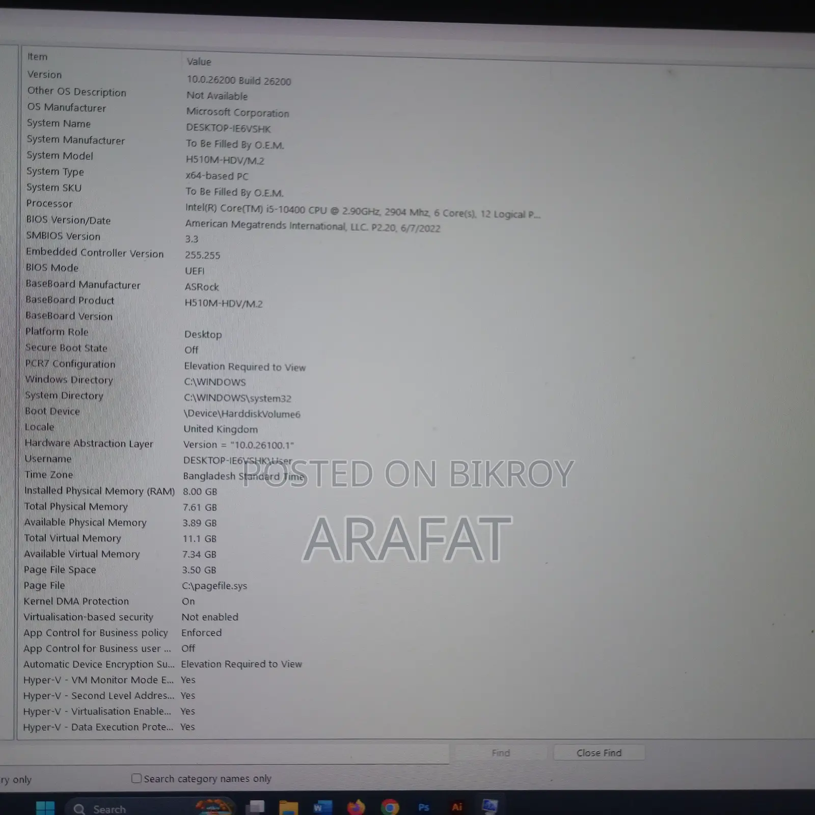 Desktop Computer 8GB Intel Core i5 SSD 1T