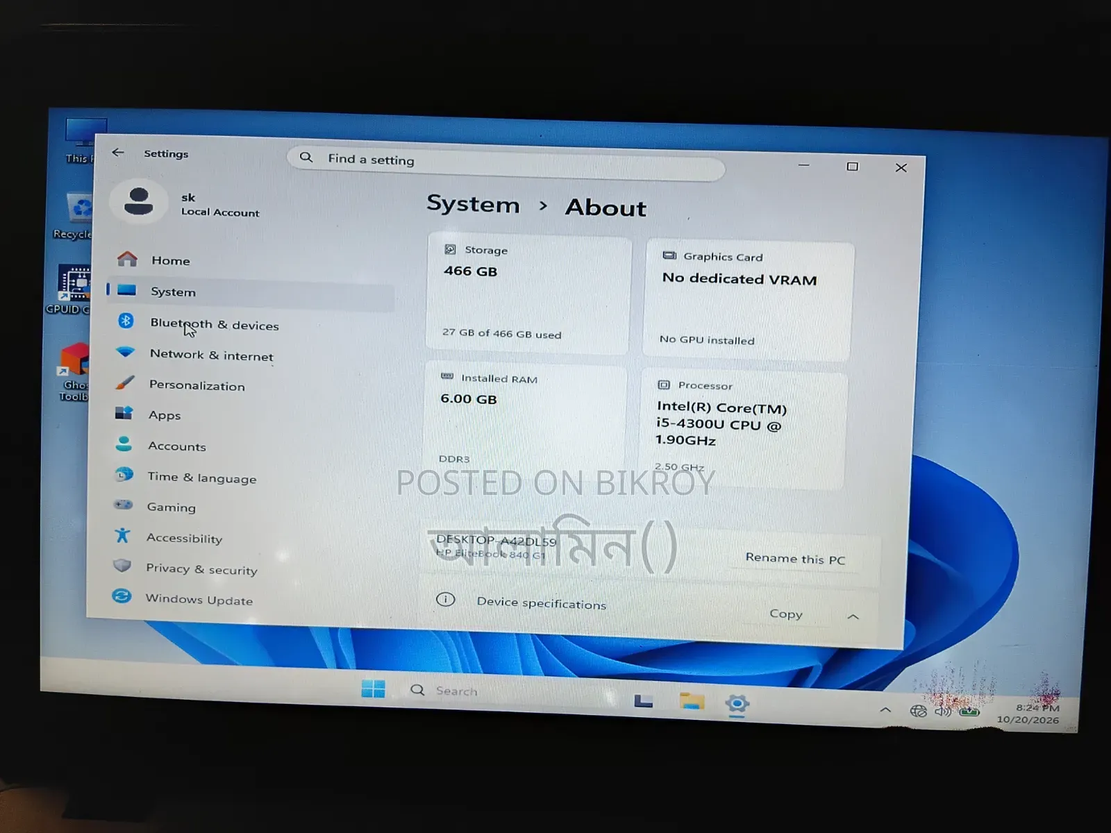 Laptop HP EliteBook 840 G1 6GB Intel Core i5 HDD 500GB
