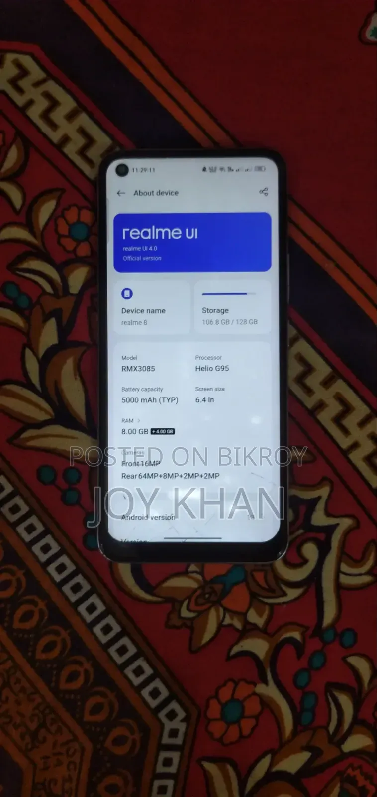 রিয়েলমি ৮ ৫জি ১২৮ জিবি গ্রে
