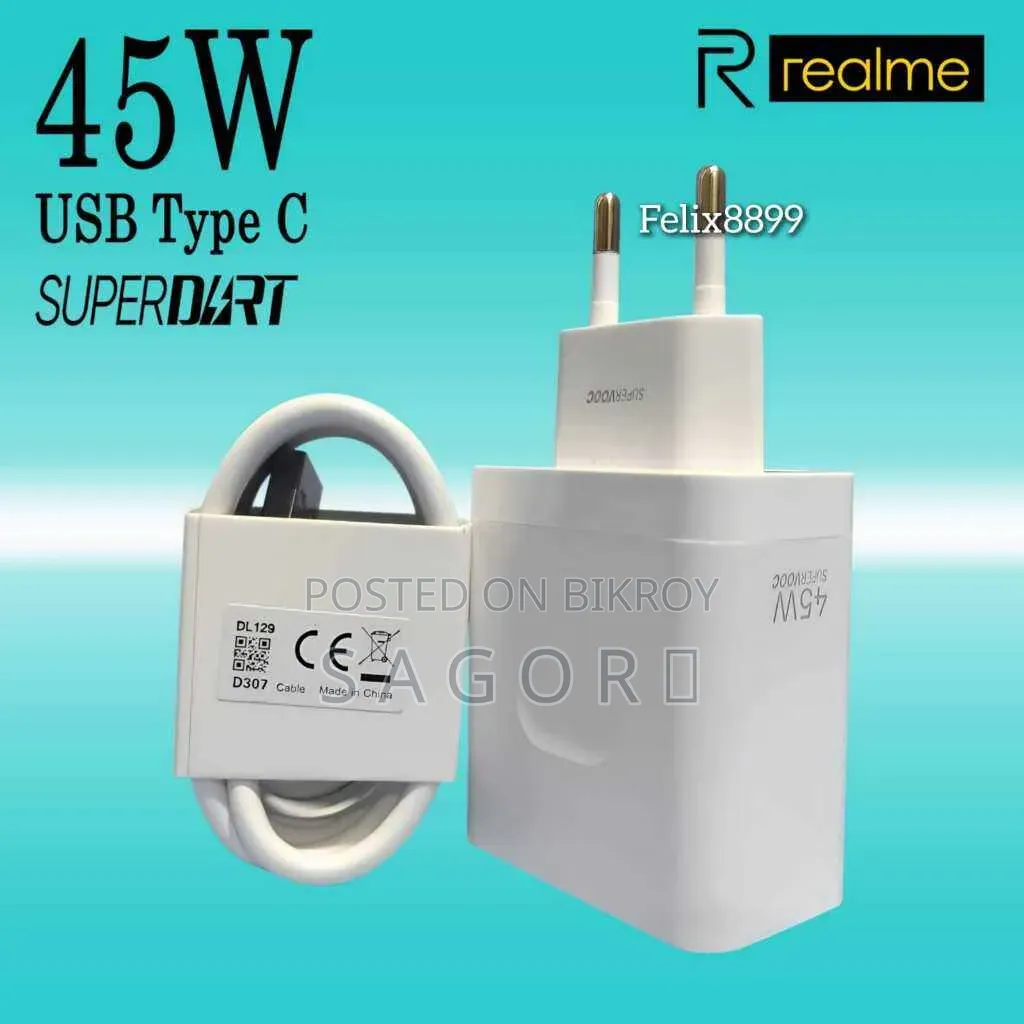 Original Realme Charger, 45W SuperVOOC Charger, Brand New 100%