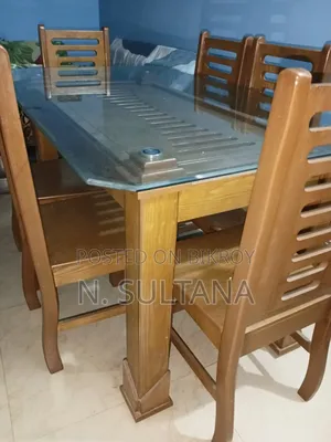 Brand New Premium Canadian Wood Dining Table(Glass Top), With 6 Chairs