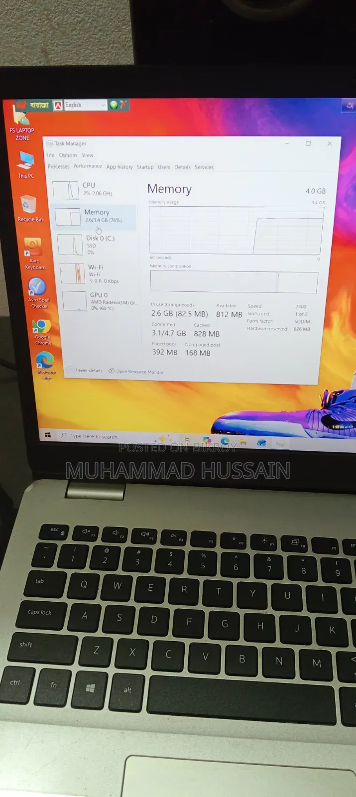 Laptop Dell Inspiron 15 3505 4GB AMD Ryzen 3 SSD 128GB