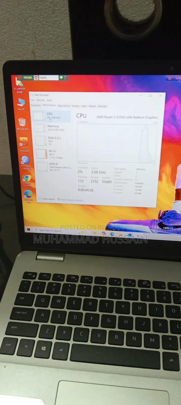 Laptop Dell Inspiron 15 3505 4GB AMD Ryzen 3 SSD 128GB