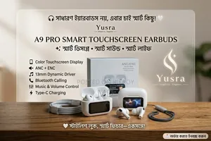 🎧 এ৯ প্রো স্মার্ট টাচস্ক্রিন ডিসপ্লে ইয়ারবাডস (হোয়াইট)