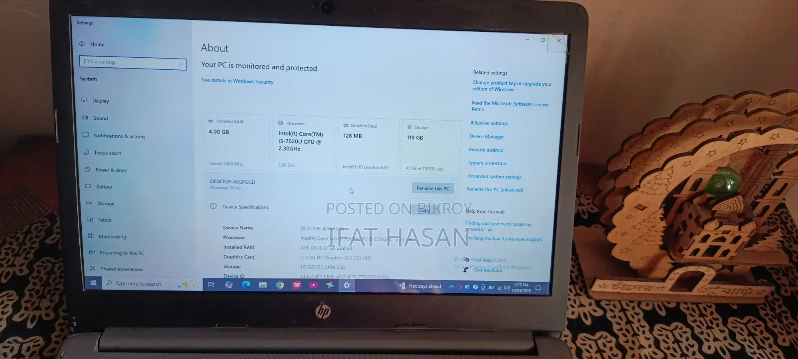 New Laptop HP 4GB Intel Core i3 SSD 128GB