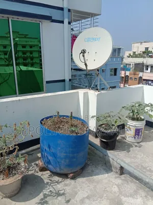 Roof garden soil with tubs, drums