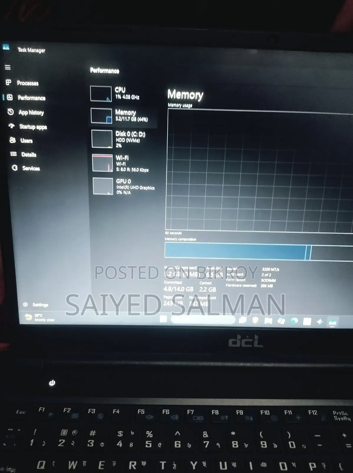 Laptop 12GB Intel Core i3 SSD 512GB