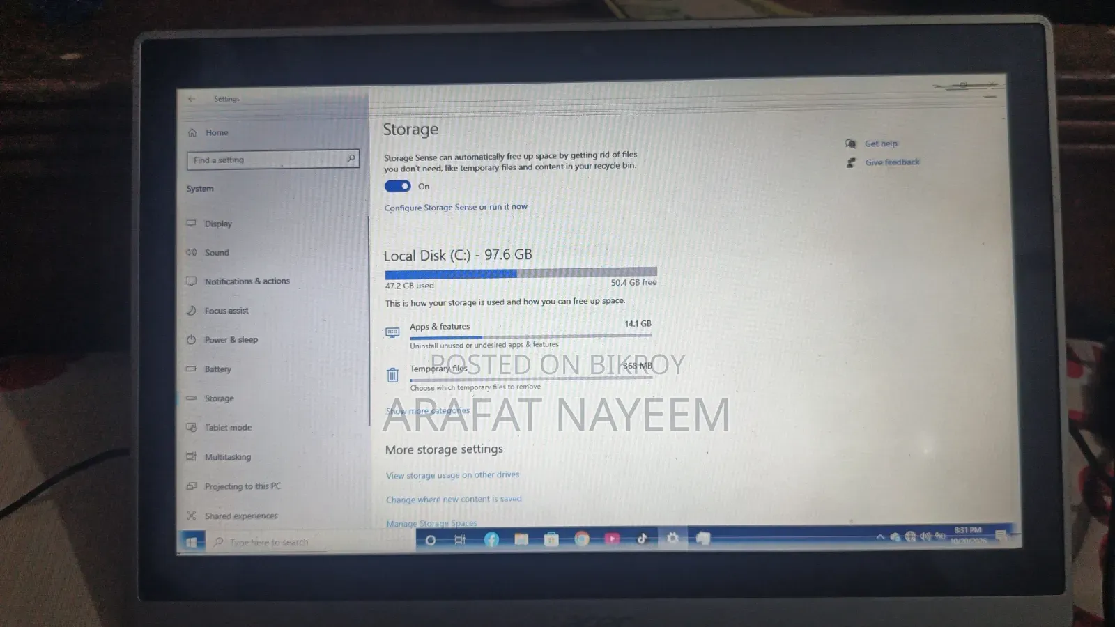 Laptop Acer Aspire 5 4GB AMD A4 SSD 128GB