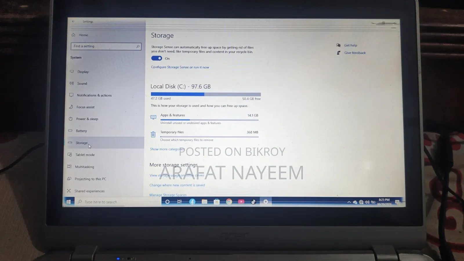 Laptop Acer Aspire 5 4GB AMD A4 SSD 128GB