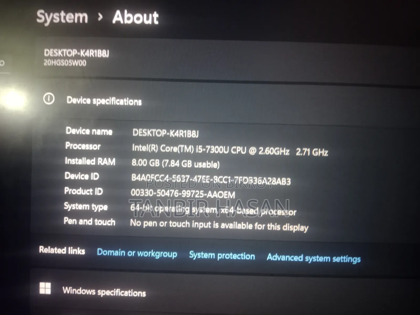 Laptop Lenovo ThinkPad T470 8GB Intel Core i5 HDD 256GB