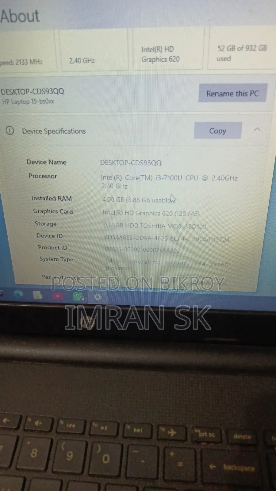 Laptop HP 15 4GB Intel Core i3 HDD 1T