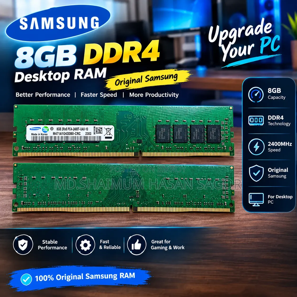 Samsung 8GB DDR4 2400T Desktop Ram