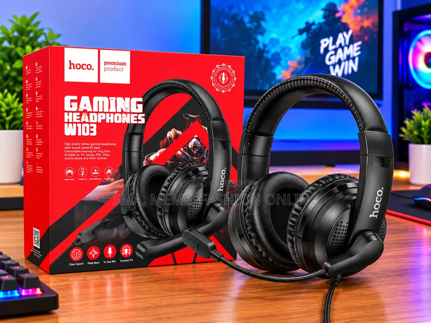 Hoco W103 Wired Gaming Headset With HD Mic and Deep Bass