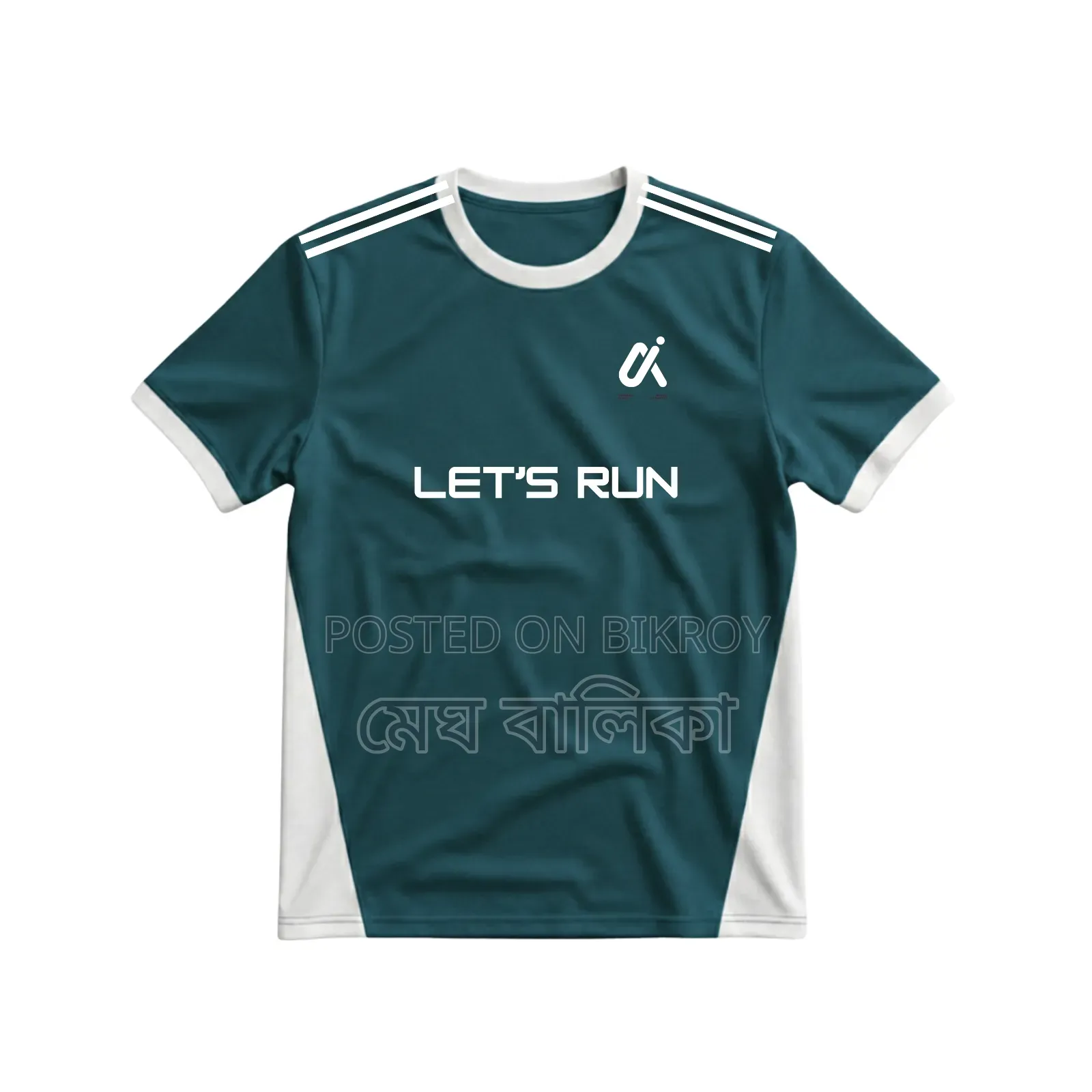 Let’s Run Premium Sports Jersey - Teal Green & White Contrast