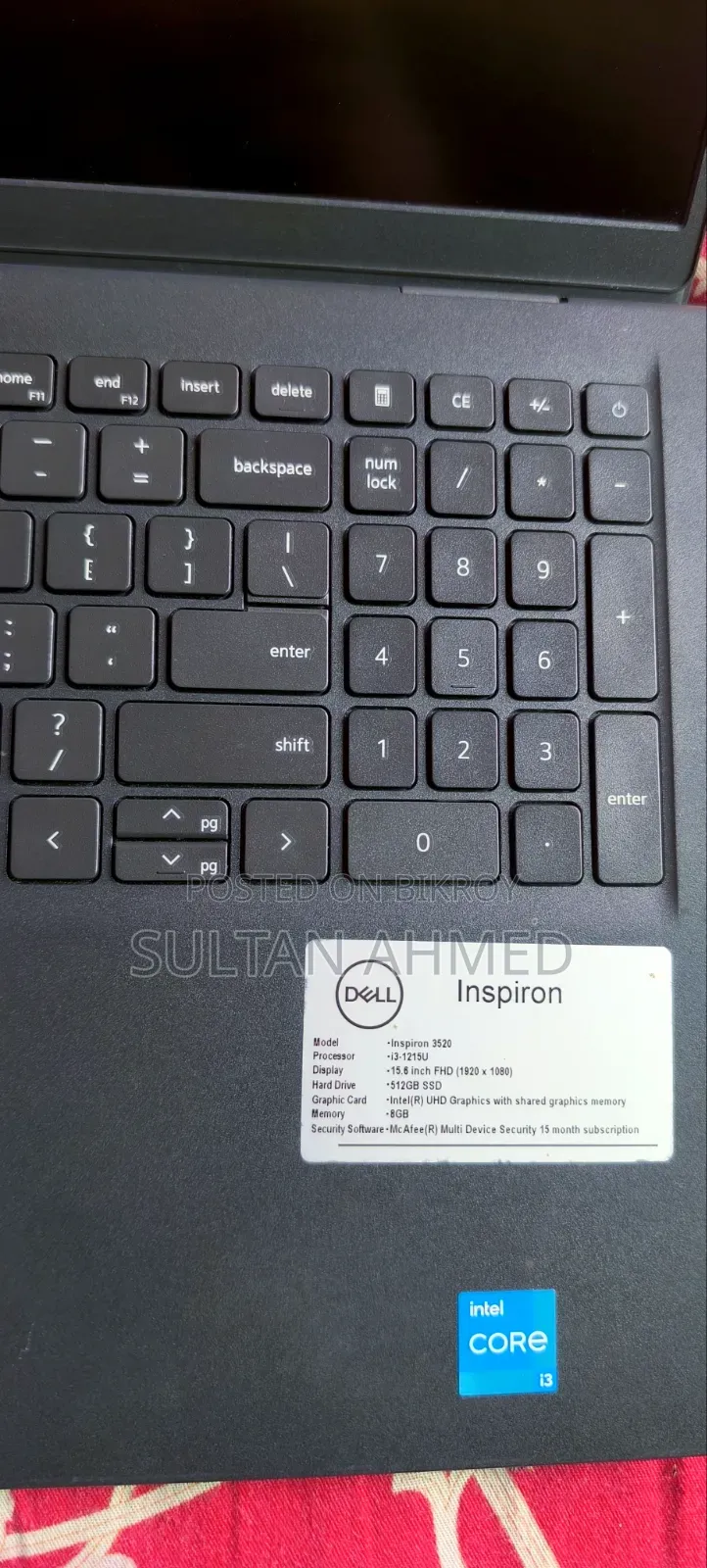 New Laptop Dell Inspiron 15 3520 8GB Intel Core i3 SSD 512GB