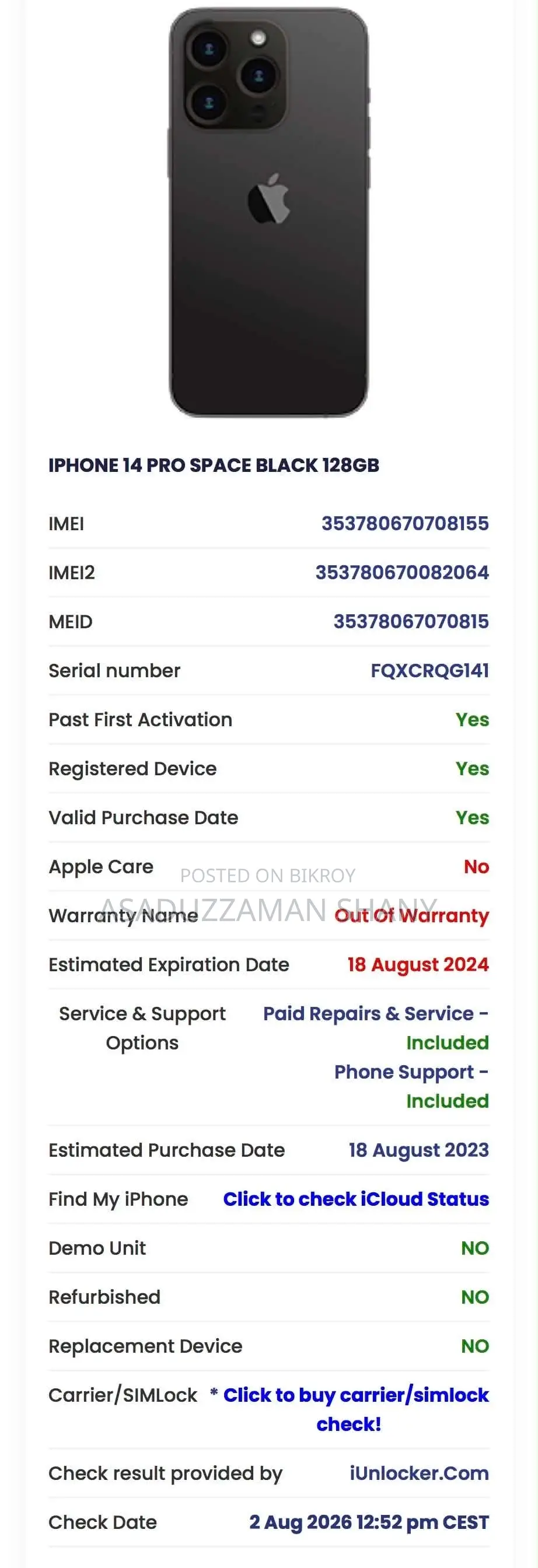 Apple iPhone 14 Pro 128 GB Black
