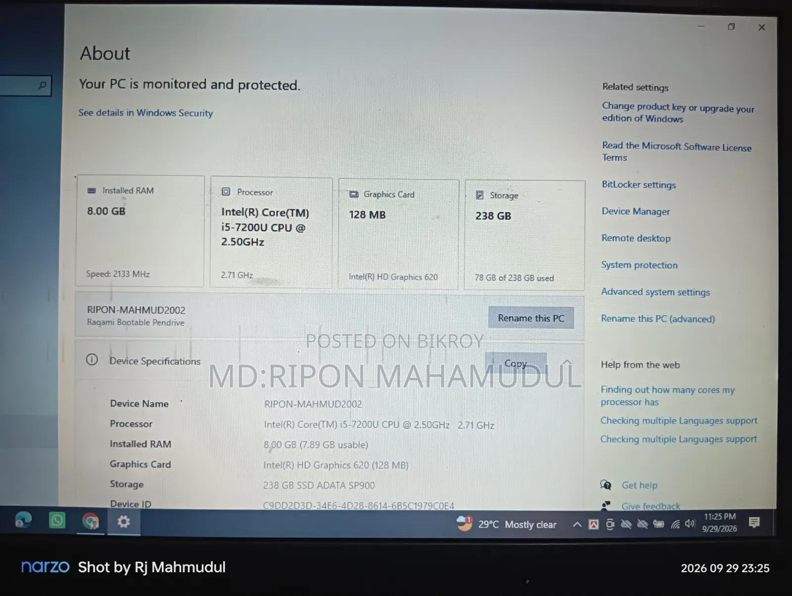 Laptop Lenovo ThinkPad X270 8GB Intel Core i5 SSD 256GB