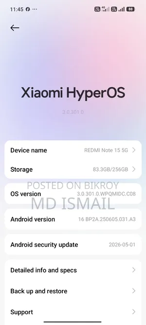 শাওমি রেডমি নোট ১৫ ২৫৬ জিবি ব্ল্যাক