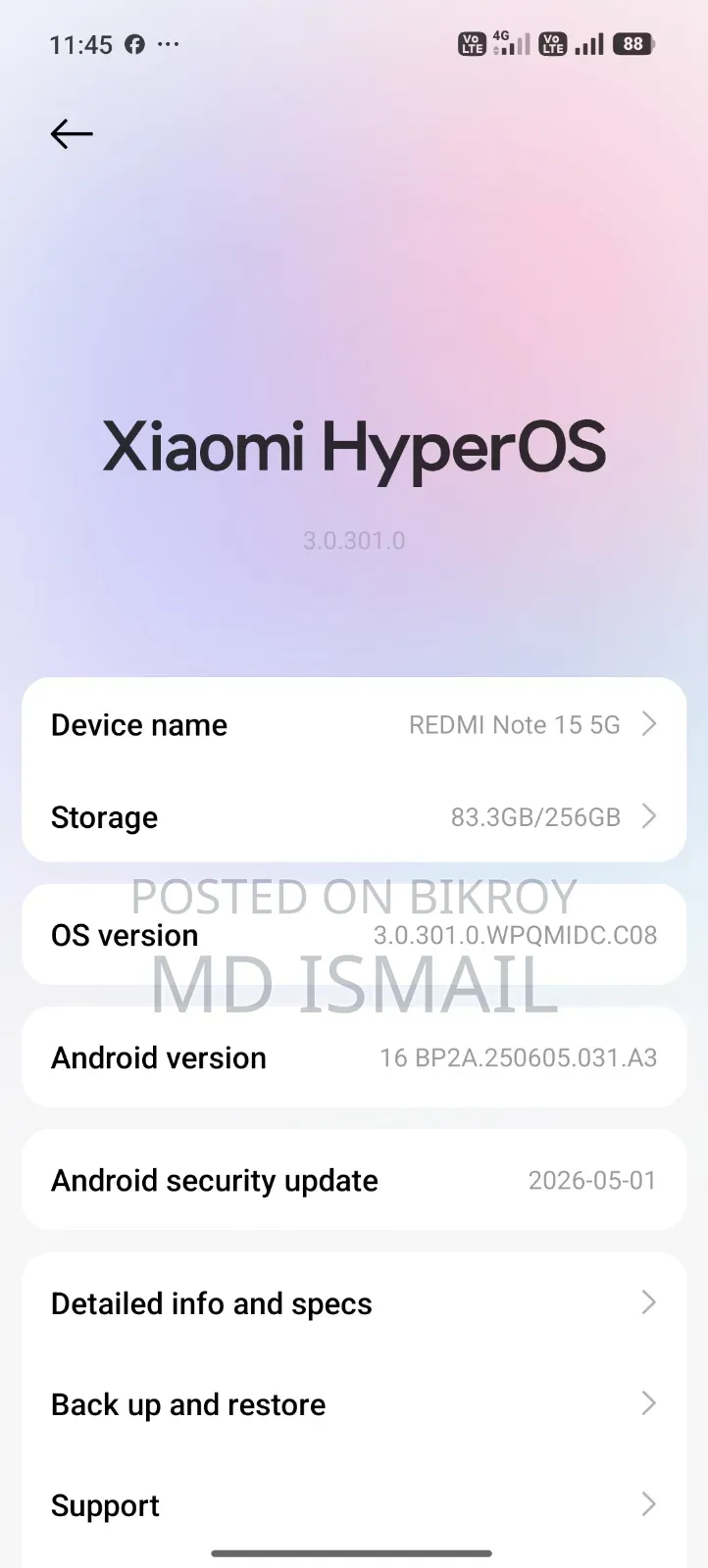 শাওমি রেডমি নোট ১৫ ২৫৬ জিবি ব্ল্যাক