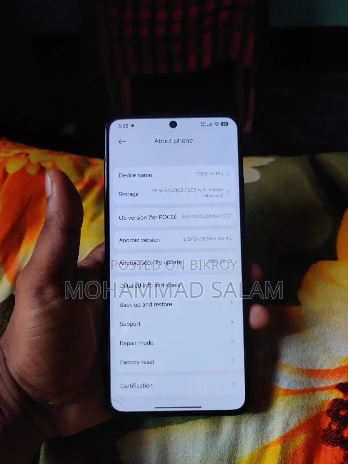 শাওমি পোকো এক্স৭ প্রো ৫১২ জিবি কালো