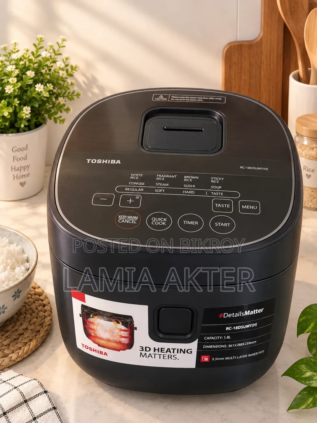 Toshiba 1.8L Rice Cooker – RC-18DSUMY(H)