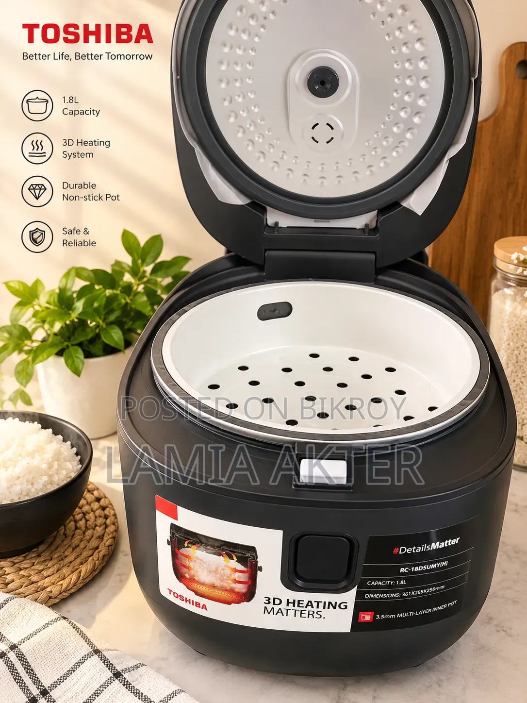 Toshiba 1.8L Rice Cooker – RC-18DSUMY(H)