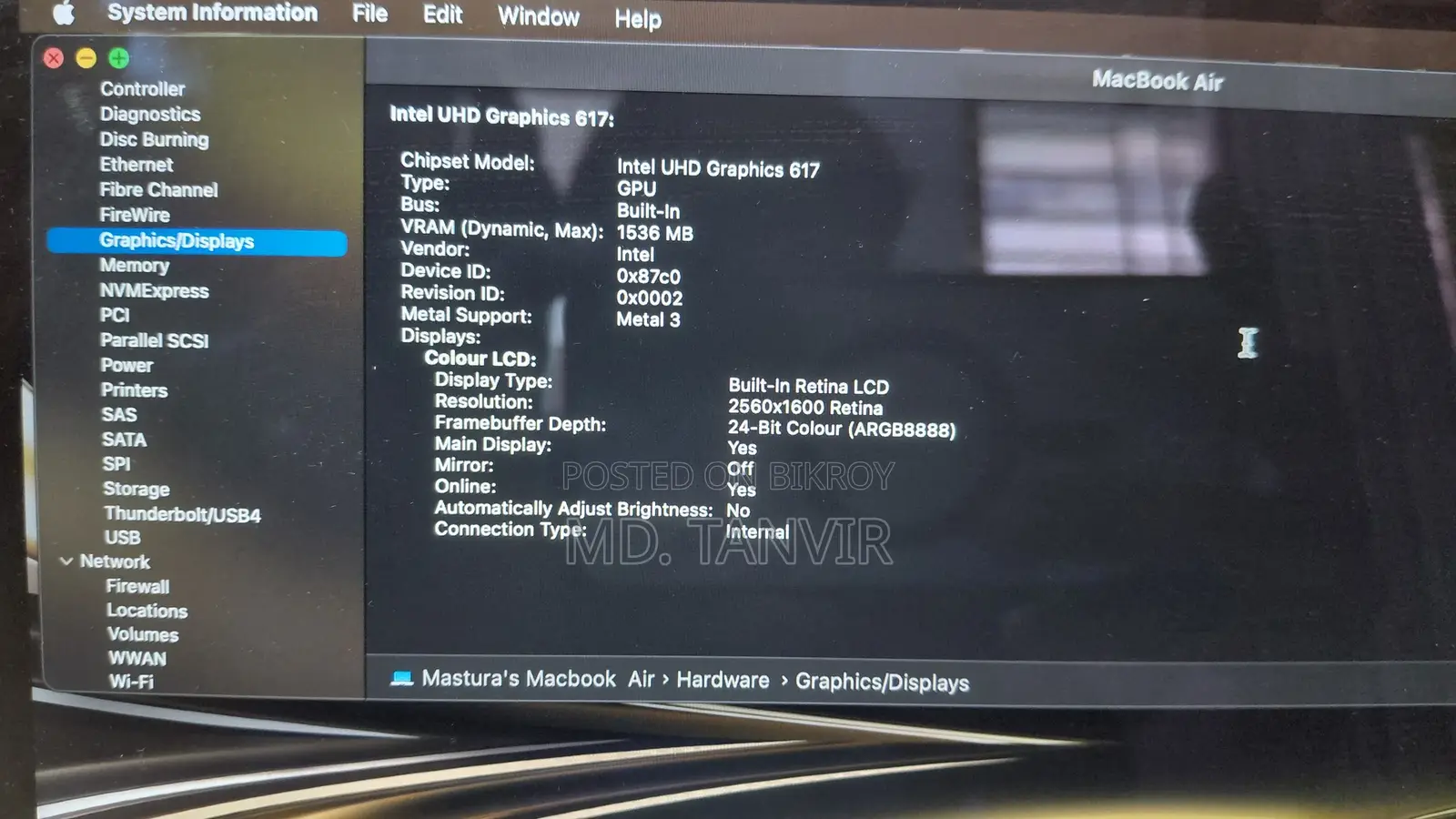Laptop Apple MacBook Air 2019 8GB Intel Core i5 SSD 128GB
