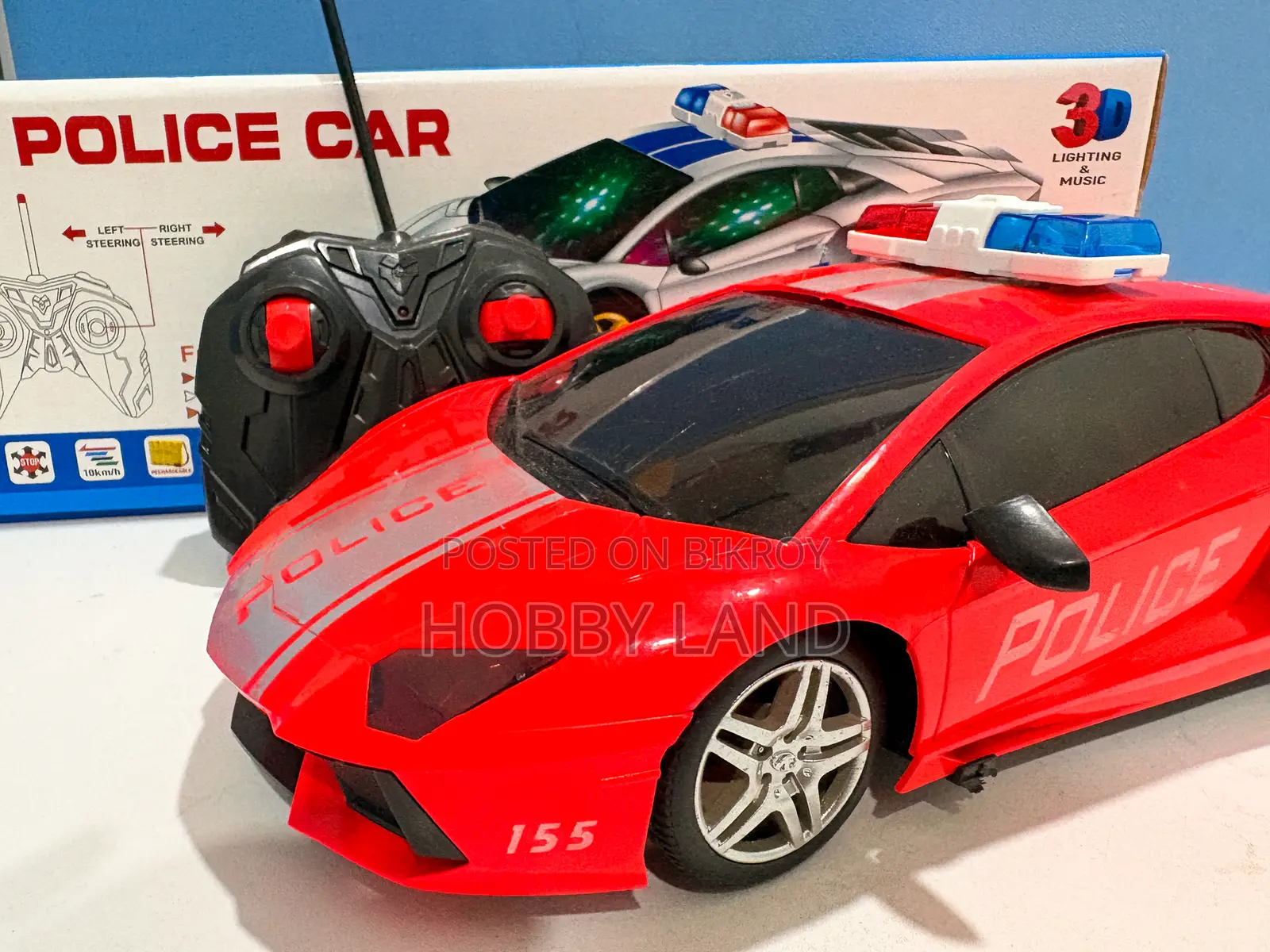 3D Police Toy Car Remote Control Car With Lights & Music