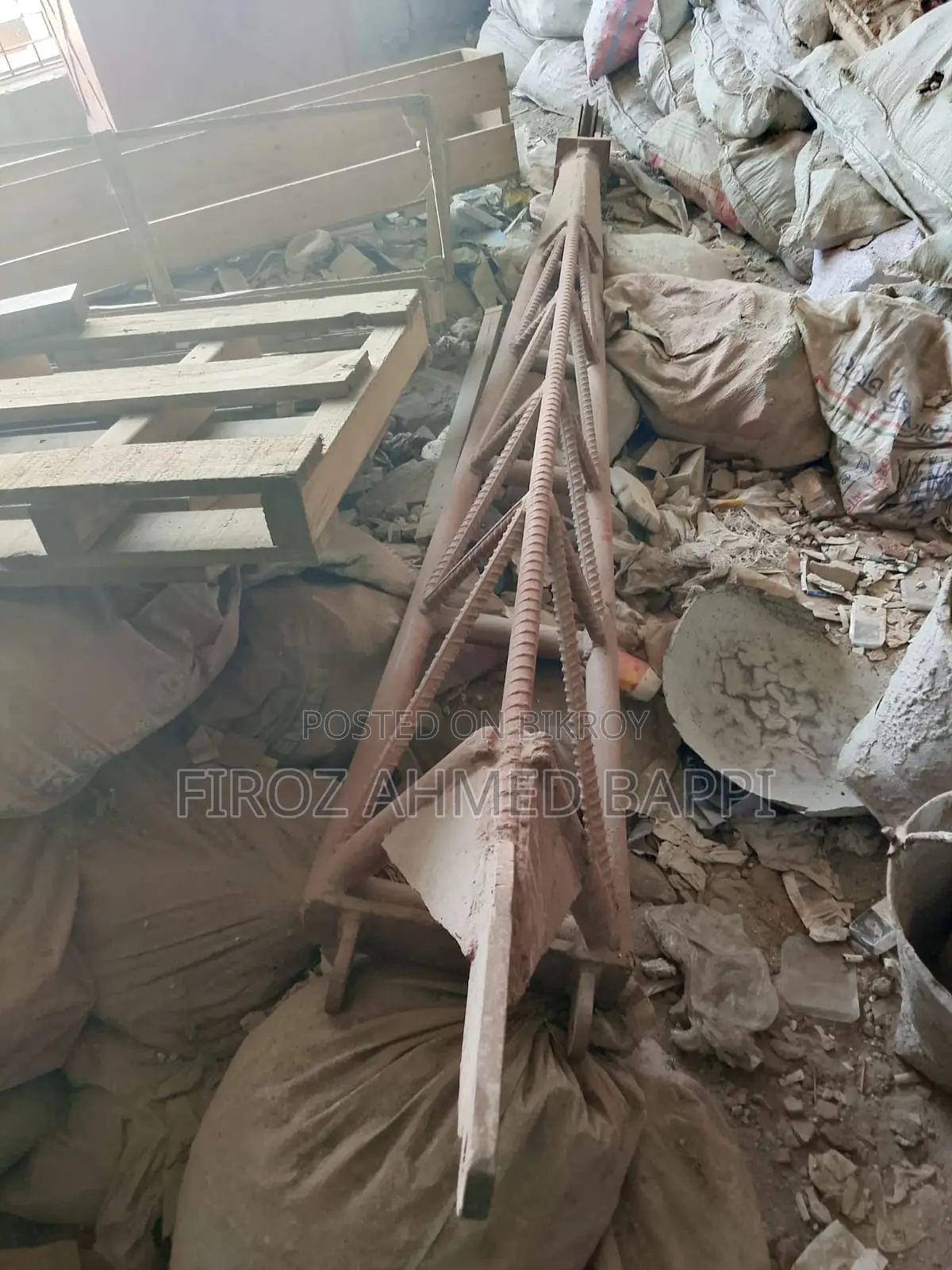 Construction winch lift, hopper and steel frame for sale