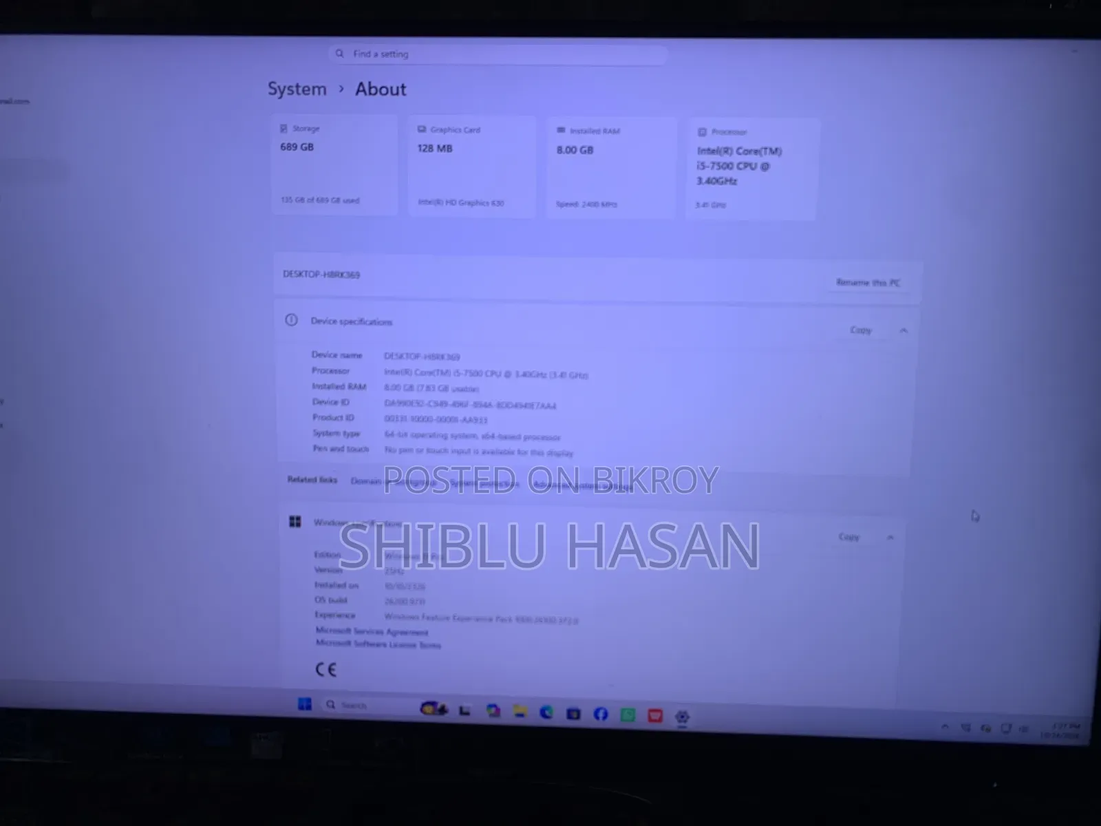 ডেস্কটপ কম্পিউটার ৮জিবি ইন্টেল কোর আই৫ এসএসডি ১টি