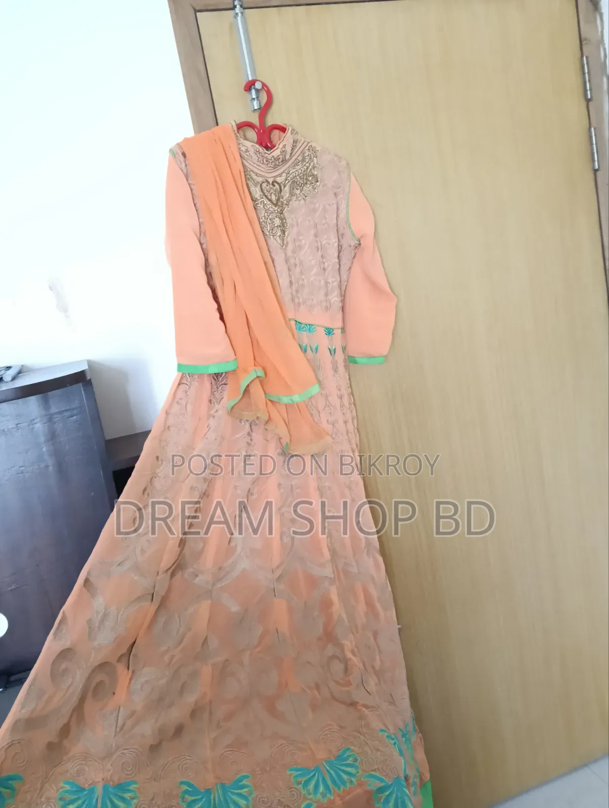 Katan Floor Touch Gown 40 Body and Peach Georgette Gown....42 Body.....