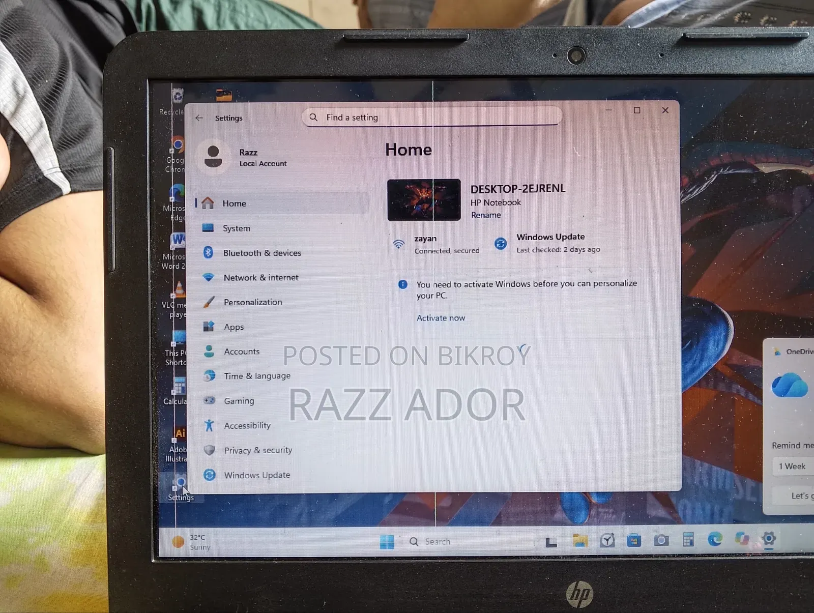 Laptop HP 8GB Intel Core i3 SSD 128GB