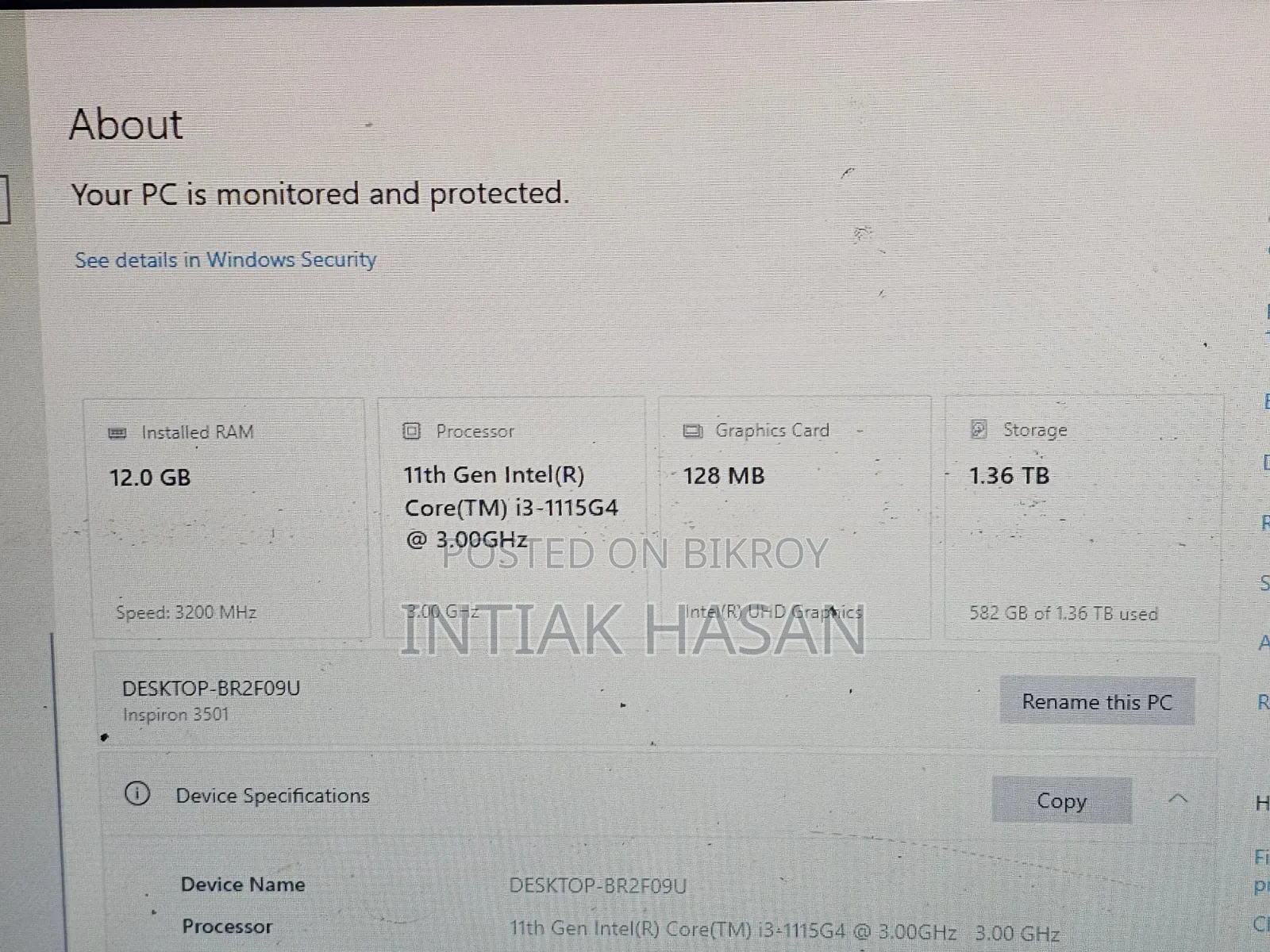 Laptop Dell Inspiron 15 3501 12GB Intel Core i3 HDD+SSD 1T